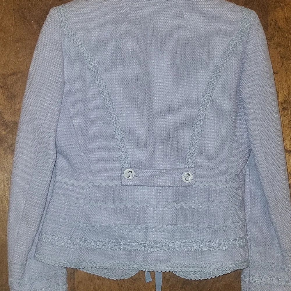 Rare Find Les Copains Sky Blue Textured Blazer - Picture 4 of 8